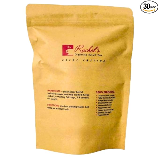 Rachel's Tea: Turmeric Wild Yam Ginger Marshmallow Chamomile Peppermint Fennel Slippery Elm: 30 bags 60 cups