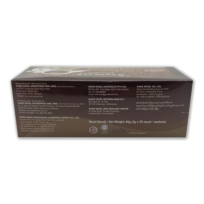 HAGEN Generic Gano Excel Gano Cafe Classic Dark Roast Instant Black Coffee 30 sachets x 3g (3 Boxes)