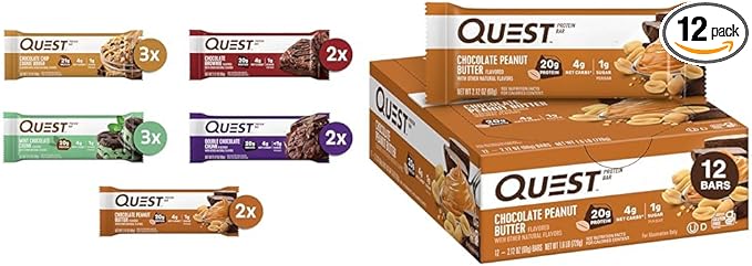 Quest Chocolate Lovers &amp Peanut Butter Protein Bars Variety Pack High Protein Gluten Free 12 Count