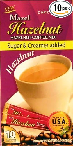 Mazel CafÃƒ© Hazelnut Coffee Mix Singles (10 Packets each) THREE BOXES by Mazel