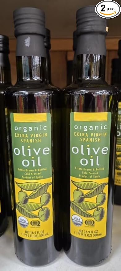 Trader Joe Organic Extra Virgin Spanish Olive Oil 16.9fl oz 500ml (Two Bottles)