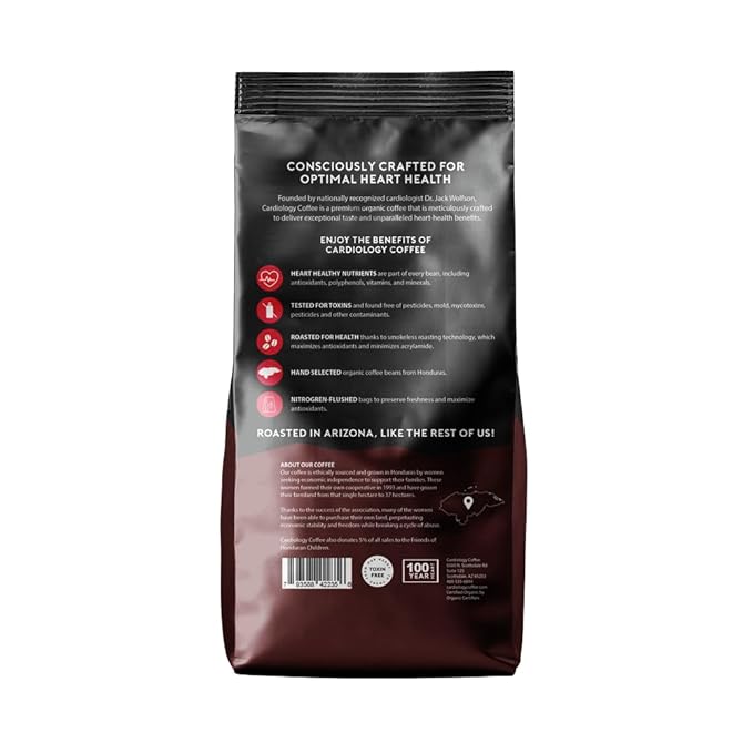 Cardiology Coffee – Whole Bean Coffee – USDA Certified Organic Mold Free 12oz Premium Medium Roast Organic Coffee Beans with Antioxidant Benefits – Perfect for Heart Healthy Lifestyle