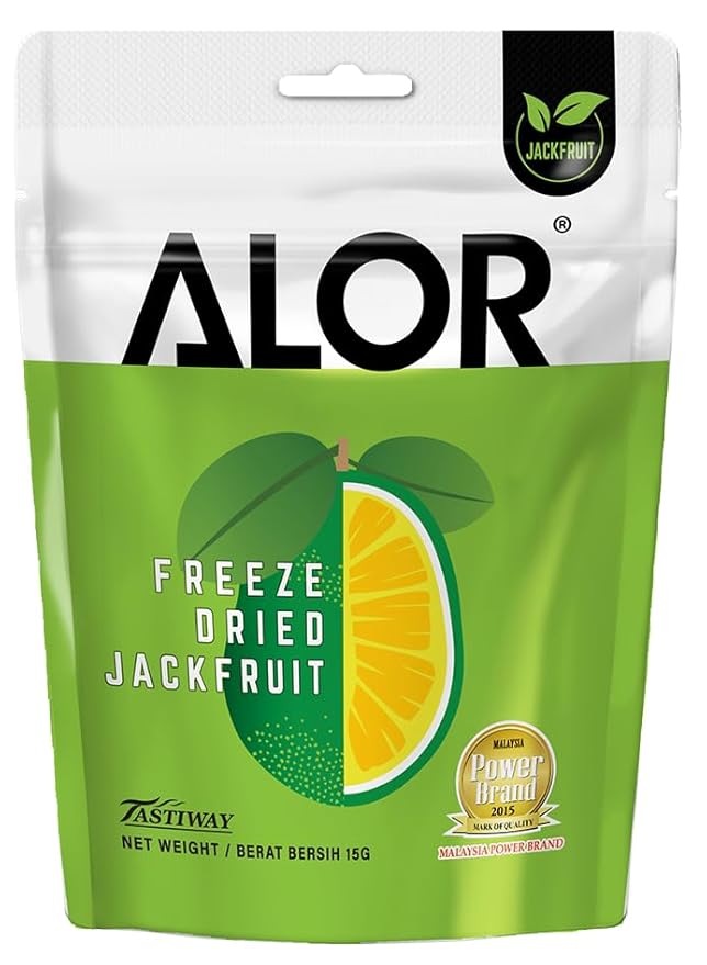 ALOR 100% Natural Dried Jackfruit – Unsweetened No Sugar Added Tropical Fruit Snack – Crunchy Crispy &amp Gluten-Free – Healthy Freeze-Dried Bites (15 Grams x 8 Packs- Jackfruit)