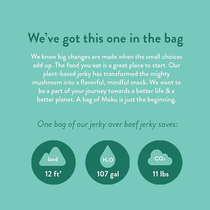 Moku Plant-Based Mushroom Jerky Vegan Gluten Free Soy-Free Non-Gmo No Artificial Sweetener Healthy Snacks 2.0 Oz Ea (3 Count Korean BBQ)