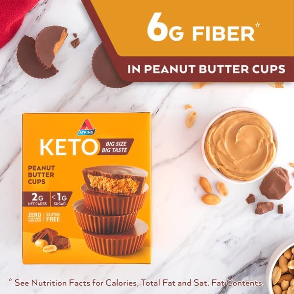 Atkins Keto Peanut Butter CupsNaturally FlavoredZero Grams Added SugarGluten Free20 Count (Pack of 2)