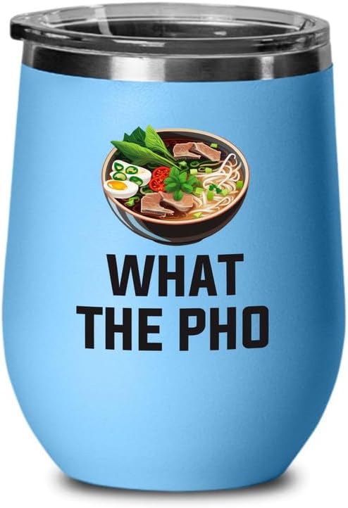 Ramen Lover Blue Edition Wine Tumbler 12oz - What the pho - Food Lovers chicken pumpkin vegan pantry spicy noodles