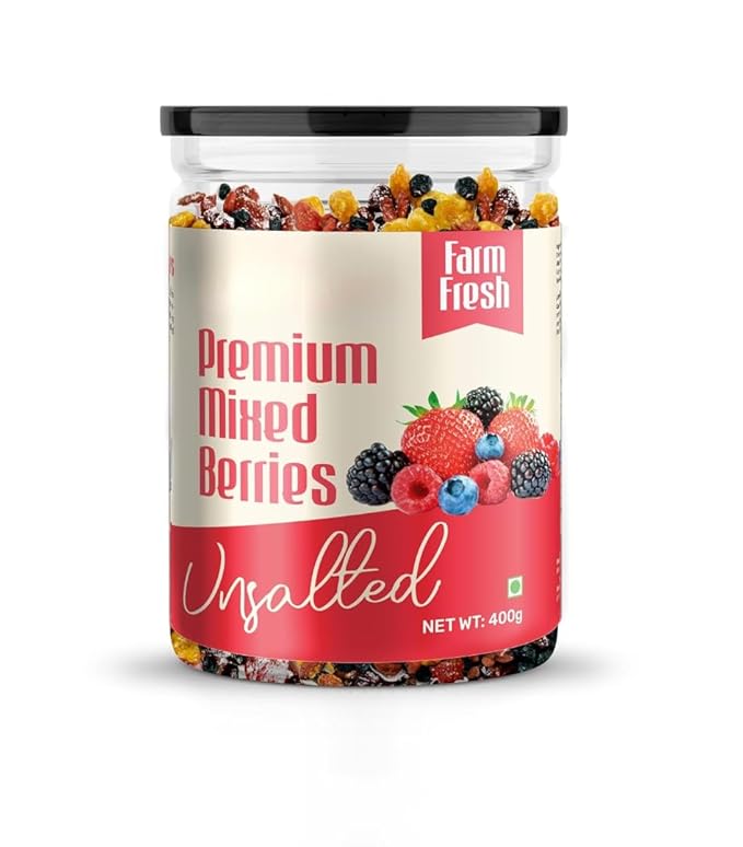 Generic Premium Mixed Berries Unsalted (Dried Blueberry Cranberry Black Currant Strawberry Cherry) - 400 gm