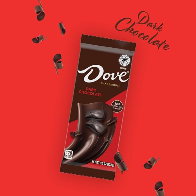 DOVE Dark Chocolate Bars 3.30-Ounce Full Size Candy Bars (Pack of 12)