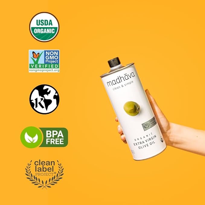 Madhava Organic Olive Oil 2L Bottle 100% Pure &amp Single Source 67.8 oz