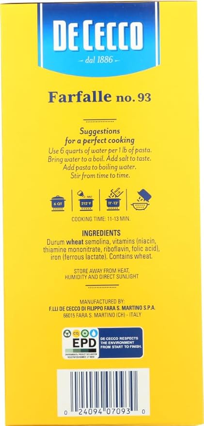 De Cecco Farfalle 16 Ounce Boxes (Pack of 10) - Pack Of 10