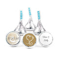 Personalized Wedding Favors Kisses and Swirl Heart Stickers 3.75lbs (Approx 375 Kisses) - Gold