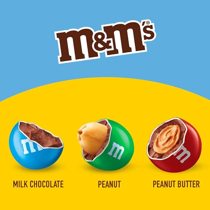 M&ampM'S Milk Chocolate Candy Variety Pack Full Size Pack of 18 Bulk Candy Chocolate