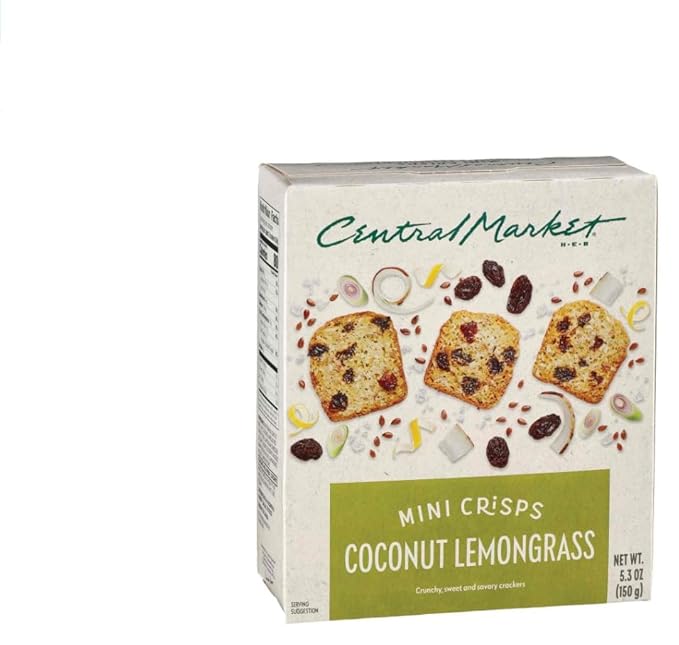 H-E-B Central Market Mini Crisps Crackers 5.3oz - 2 boxes (Coconut Lemongrass and Fruit &amp Walnut)