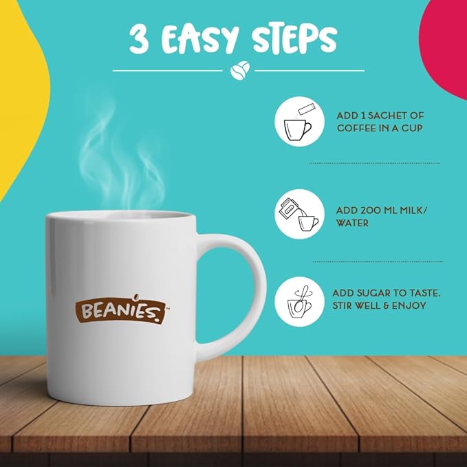 Beanies 100 Instant Coffee Packets – Variety Pack - Individual Coffee Singles – 10 Flavors for A Bold &amp Adventurous Coffee Gift Basket100 Stick Mix