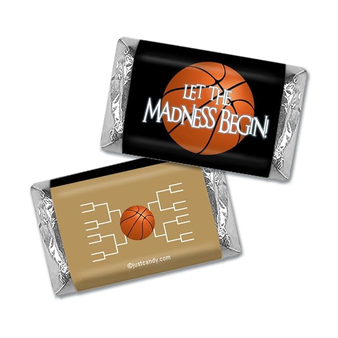 100ct Basketball Party Favors Wrappers for Miniatures Let the Madness Begin (100 Count) - Gold - Candy Not Included
