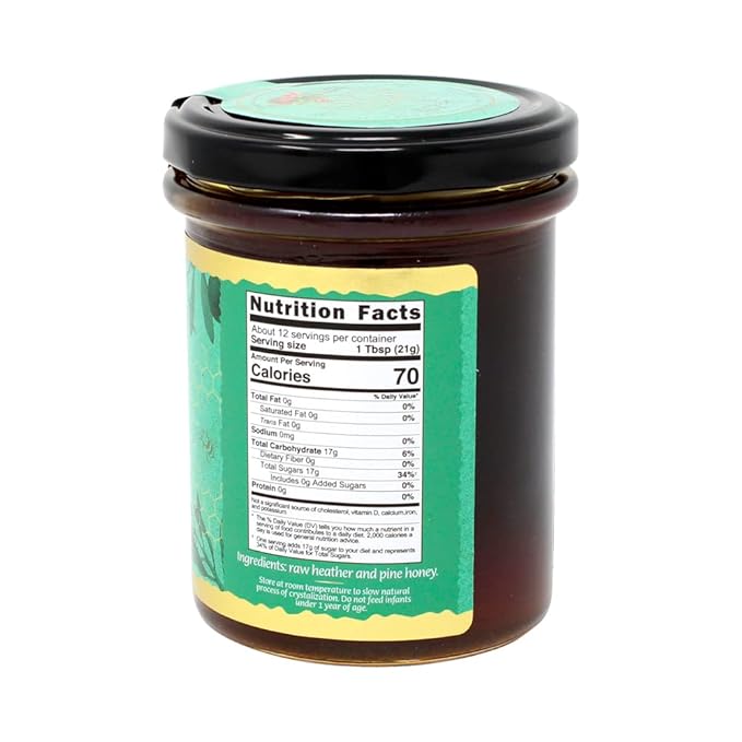 MY LAND Heather and Pine Greek Natural Raw Honey Unfiltered (9.5 Ounce (Pack of 1))