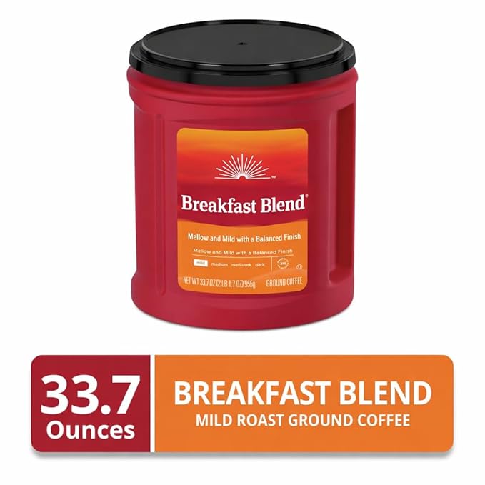 Breakfast Blend Ground Coffee Mild Roast 33.7 oz Canister (33.7 Ounce(1 Pack) Breakfast(Mild Roast))