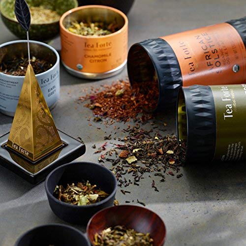 Tea Forte Bombay Chai Premium Loose Leaf Caffeinated Black Tea Blend Canister Makes 35-50 Cups Round Canister