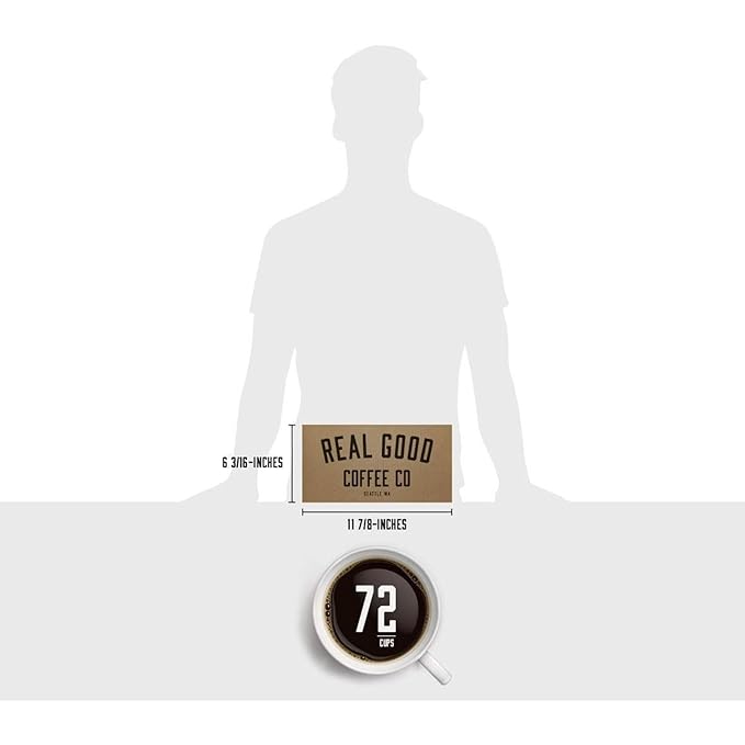 Real Good Coffee Company - Single Use Coffee Pods - Extra Dark Organic Coffee - Compatible with Keurig 2.0 Brewers and K-Cups - Recyclable Cups and Packaging - 72 Count