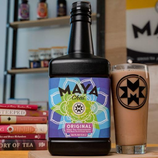 Maya Chai Tea Concentrate Heritage Recipe Original 64 Ounce with White Pump