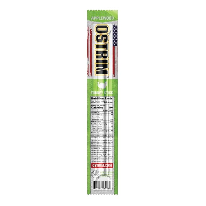 Ostrim Turkey Meat Snack Sticks - Maple Brown Sugar &amp Applewood - Pack of 20 (10 of each flavor)