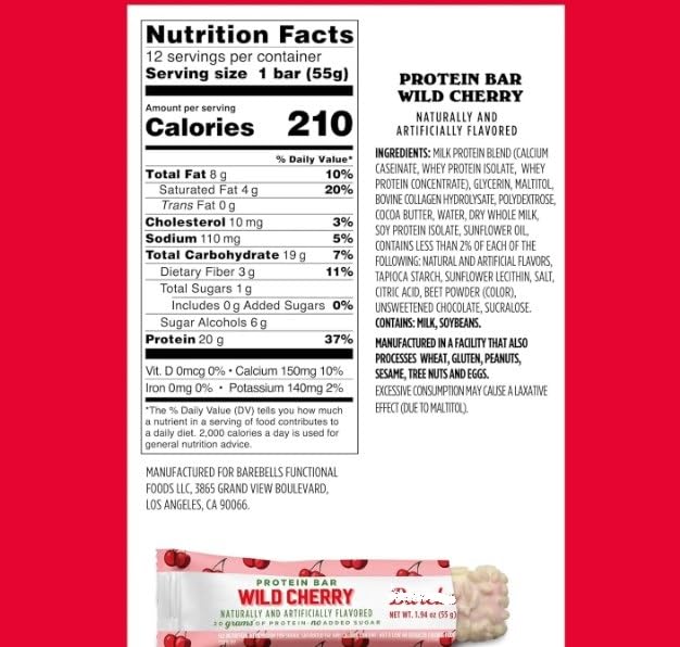 Barebels Protein Bars – Variety 4-Pack (Key Lime Pie Salted Peanut Caramel Caramel Choco Wild Cherry Minty Chocolate) – 16–20g Protein per Bar (Wild Cherry)