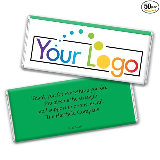 50 Pcs Personalized Candy Promotional Products Add Your Logo Chocolate Bars - Green
