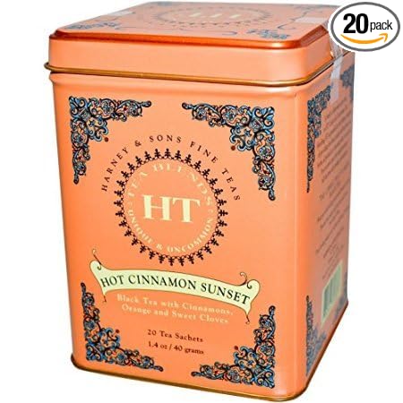 Harney and Sons Hot Cinnamon Sunset Flavored Black 20 Sachets per Tin