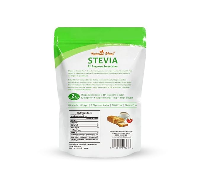 Natural Mate Zero Calorie Sweetener - Organic Stevia Granular Powder Blended with Erythritol - 2:1 Sugar Replacement for Keto Paleo Low GI – (3Lb/48OZ Pack of 1)