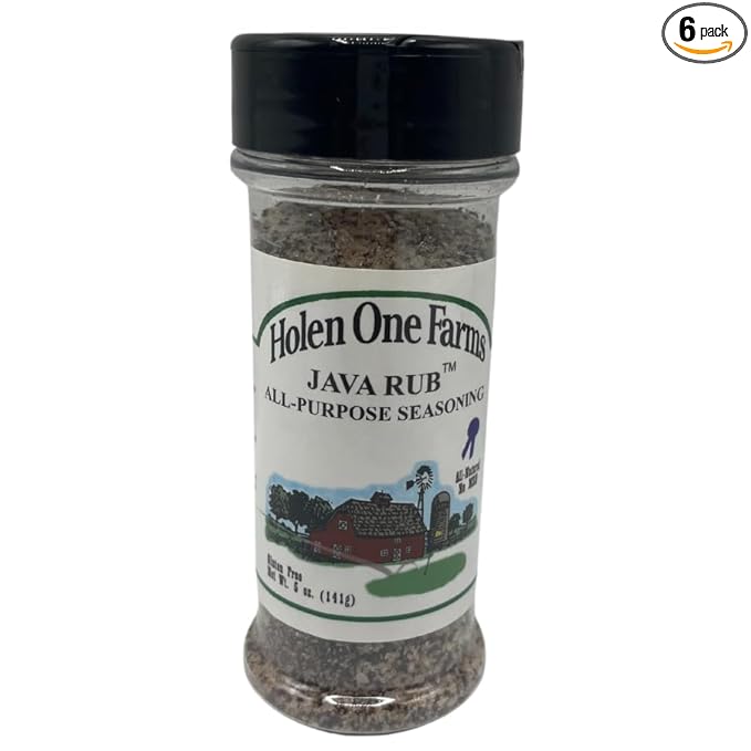 Holen One | Java Rub and Seasoning | Roast and Rib Rub | Coffee Rub | Bold Flavor | Gluten Free | No MSG | Sea Salt | Use on Ribs Roasts Steaks Chicken and More | 5 oz Bottle | Pack of 6