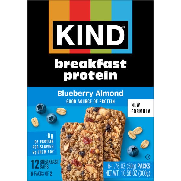 KIND Breakfast Protein Bars 8g Protein Gluten Free Blueberry Almond 30 Count