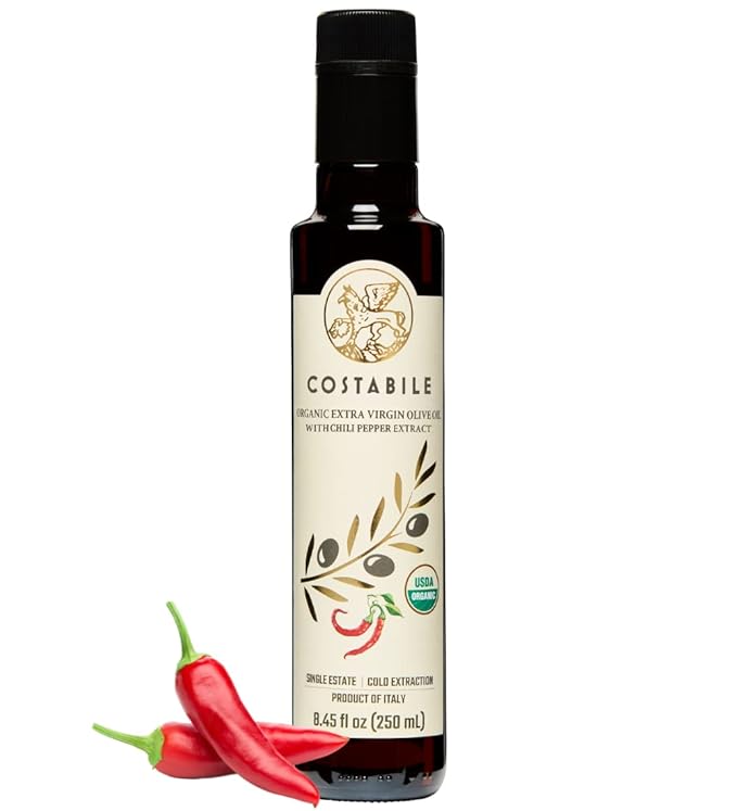 Gift set of 5 infused olive oils (basil garlic lemon orange chili) and Hot Chili infused olive oil. Ideal EVOO combo for every healthy diet - COSTABILE