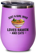Ramen Lover Blue Edition Wine Tumbler 12oz - Just a girl who loves - Food Lovers chicken pumpkin vegan pantry spicy noodles