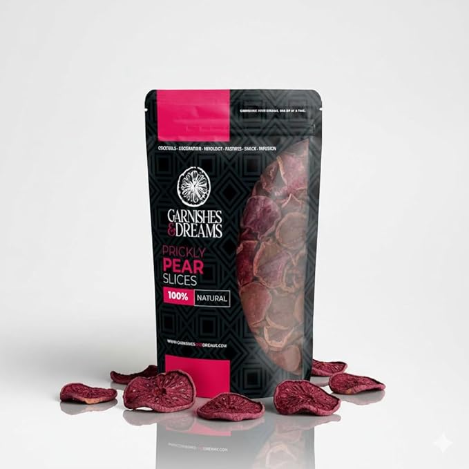 Garnishes &amp Dreams Dehydrated &amp Dried Prickly Pear Slices (10oz) – Pink Exotic Fruit for Cocktails Mixology &amp Desserts Natural Edible Garnish No Sugar Added Healthy Snack