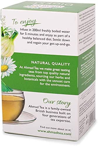 Ahmad Tea Herbal Tea Sweet Mint Fennel &amp Biotin 'Digest' Natural Benefits Teabags 20 ct (Pack of 6) - Decaffeinated &amp Sugar-Free
