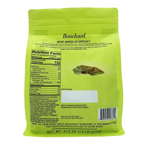Boucharrd Pistachio Thins 21.12 oz (1.32 lbs)
