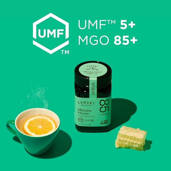 Egmont Honey Raw Manuka Honey MGO 85+ UMF 5+ 17.6oz (500g) NON-GMO Kosher Recycled plastic jar Traceable 100% Pure Authentic New Zealand Honey UMF &amp MGO Certified