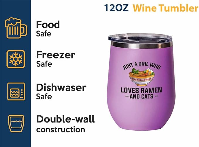 Ramen Lover Blue Edition Wine Tumbler 12oz - Just a girl who loves - Food Lovers chicken pumpkin vegan pantry spicy noodles