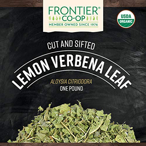 Frontier Co-op Organic Lemon Verbena Leaf Cut and Sifted Kosher Bulk Bag - Loose Leaf Lemon Verbena Tea - Cafe and Restaurant Supply | 16 Ounce (Pack of 1)