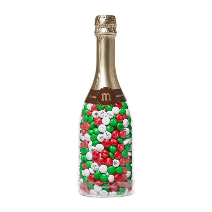 M&ampM'S WORLD Holiday Gift Bottle in Snowflake Tube Unique Holiday Gift filled with Pre-Designed M&ampM’S Holiday Candies