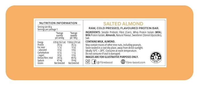 Fibre Boost Cold Pressed Salted Almond flavoured Protein Bar