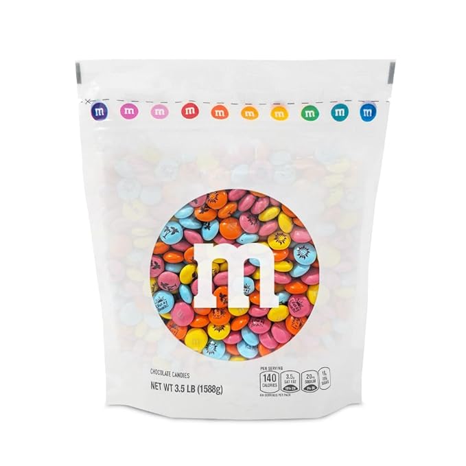 M&ampM’S WORLD Summer Themed Milk Chocolate Candies2 Pounds of Bright Colored Light BlueOrangeYellow&amp Dark Pink with Fun Summer IconsResealable Pack for CelebrationsSummer PartiesBBQ'SDIY