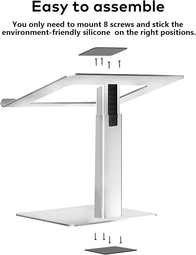 Laptop Stand for Desk Ergonomic Aluminum Laptop Stand Adjustable Height from 7-15 Sitting and Standing Laptop Riser for 10-17 Notebook