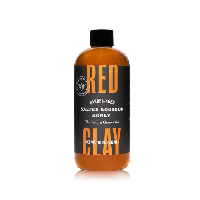 Red Clay Barrel-Aged Salted Bourbon Honey – 100% Pure Raw Wildflower Honey with Rich Smoky Flavor Small-Batch Craft Gluten-Free Sustainably Sourced Perfect for Desserts Cocktails and Gourmet Coo