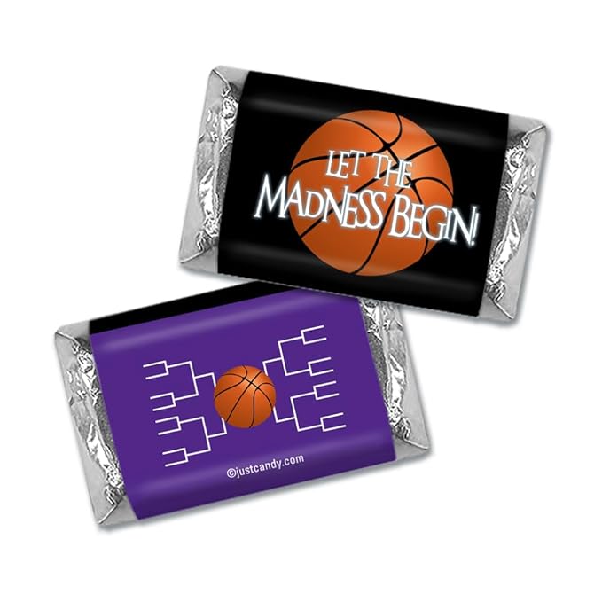 100ct Basketball Party Favors Wrappers for Miniatures Let the Madness Begin (100 Count) - Purple - Candy Not Included