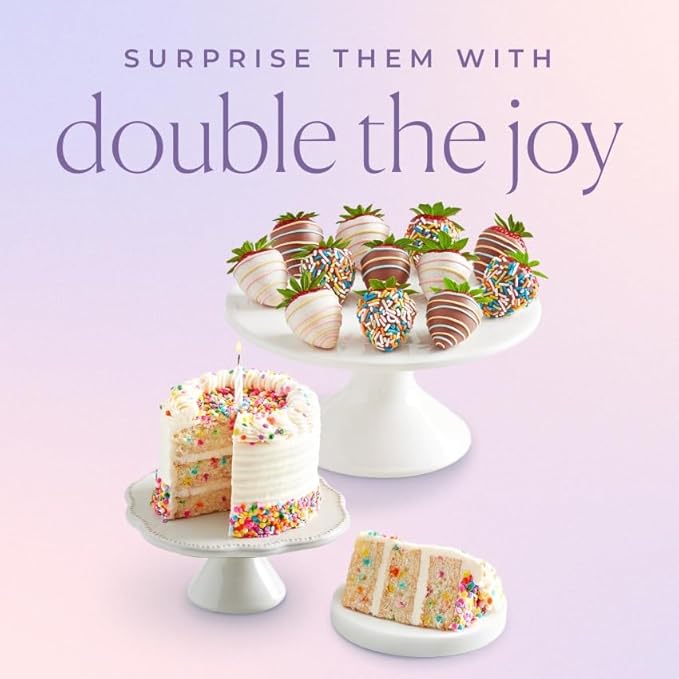 Shari’s Berries 4 Sprinkle Birthday Cake &amp 6 Chocolate Covered Strawberries | Birthday Gift Delivery | Valentine's Day Anniversary Birthdays Congratulations &amp Thank You’s (4 Cake 6 Berri