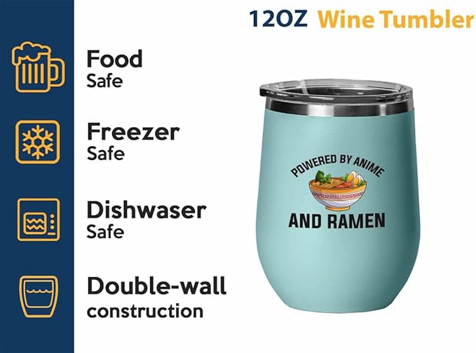 Ramen Lover Silver Edition Wine Tumbler 12oz - Powered by anime - Food Lovers chicken pumpkin vegan pantry spicy noodles
