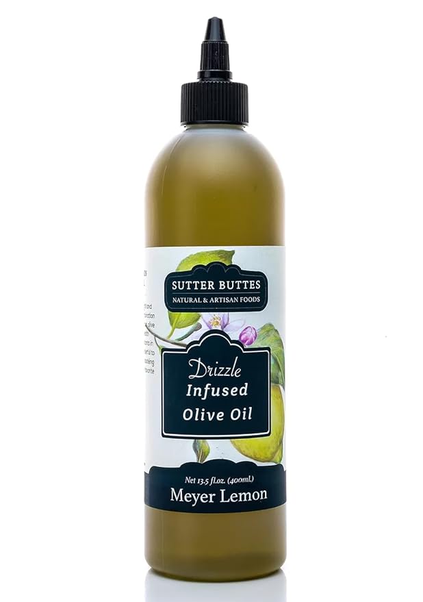 Sutter Buttes Meyer Lemon Infused Extra Virgin Olive Oil Drizzlers in Award-Winning Flavors! - 400 ml (Meyer Lemon)