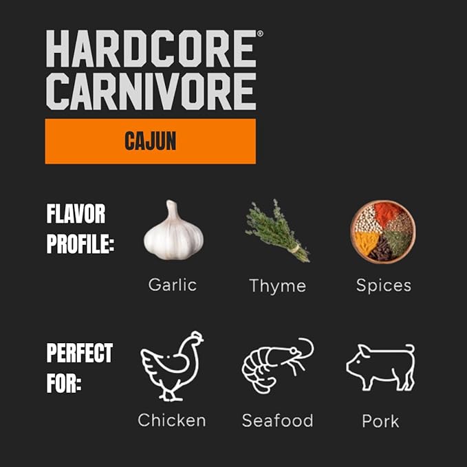 Hardcore Carnivore Cajun Seasoning (42 oz Mega Pack) Texas-Made Authentic Blend for Gumbo Red Beans and Rice Jambalaya and More