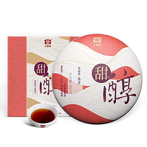 TAETEA “Sweet Wine” Ripe PUER Tea Cake Aged Fermented Puerh Pu erh Tea Black Tea for Daily Drink and Gift (300g/10.58oz)
